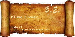 Blumm Elemér névjegykártya